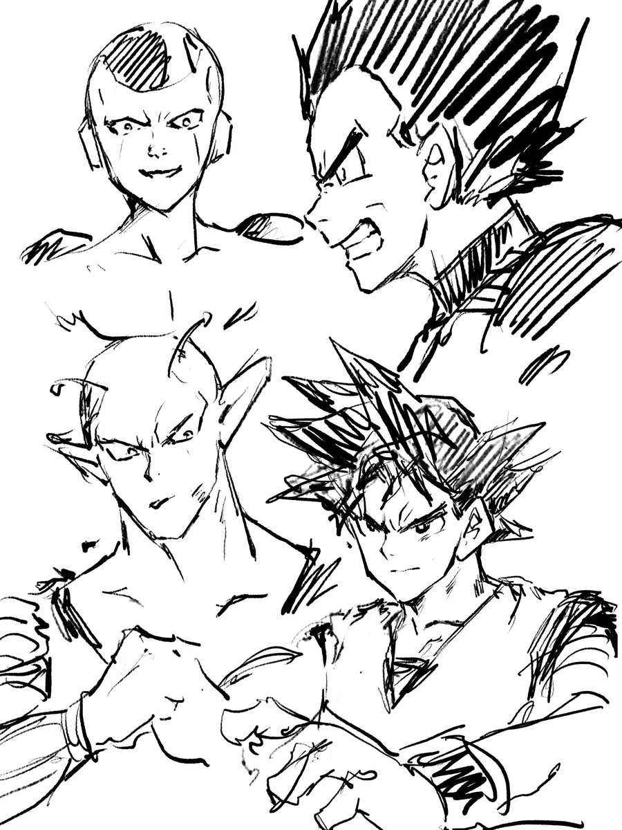 Doodle dragon ball z characters from memory. I used to imitate Akira Toriyama's style so much until Yu Yu Hakusho came out, then I got influenced by both and mixed the two up.