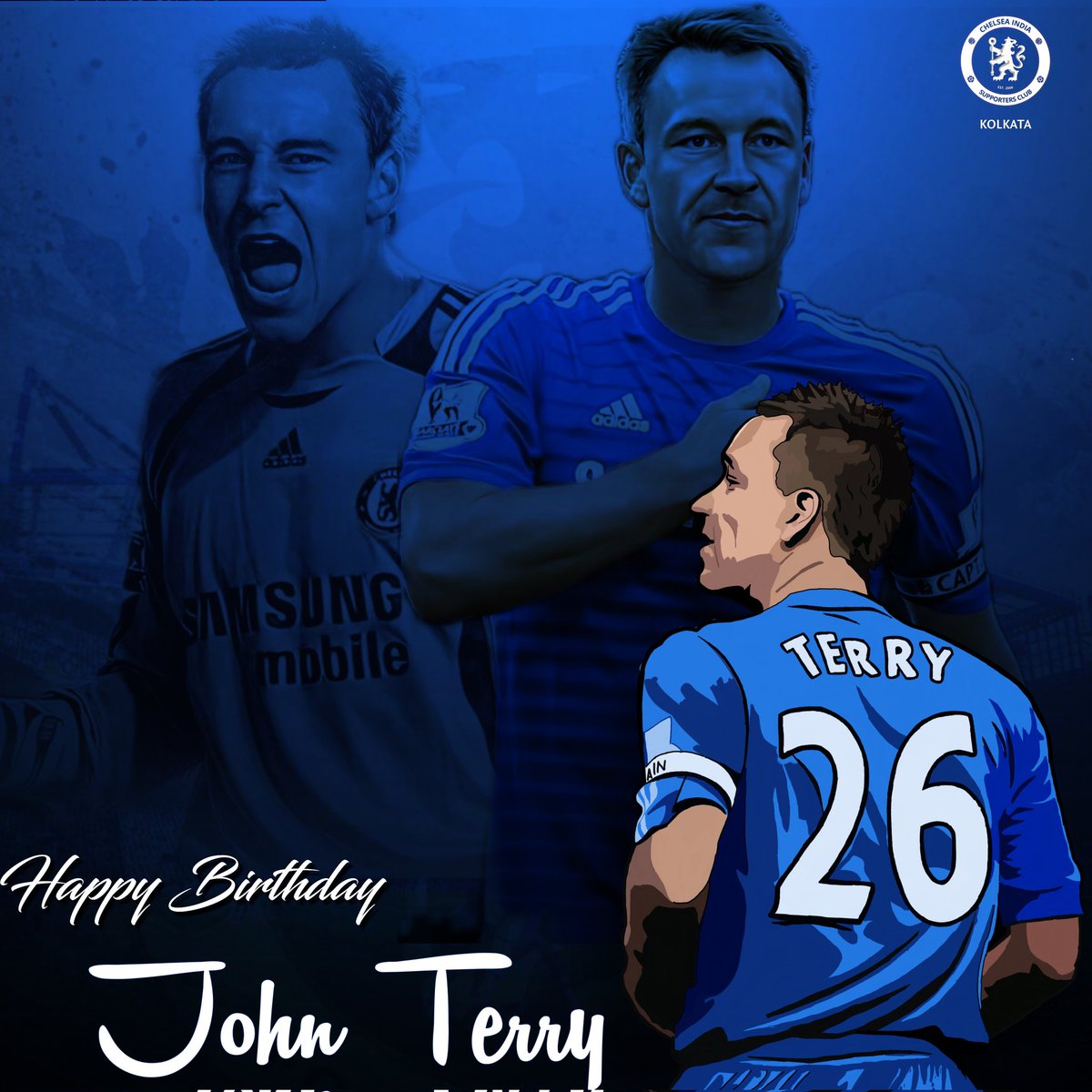 CISCKolkata's tweet photo. "Leader's walk the talk
Not just by visions but by the statistics."
The Defensive Maestro stood a Wall
The EnglishMan fought the battles em all
Legend is just another name
For he has just, won it all
Happy Birthday Captain John Terry
Best Wishes to you on this day
#cisck #CFC https://t.co/fa30gn1jDh