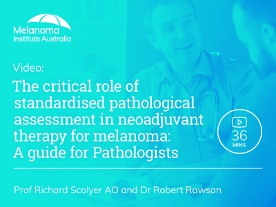 MelanomaAus's tweet photo. Pathologist is crucial in emerging field of #neoadjuvant therapy, so MIA has created video guide for pathologists on standardised pathological assessment in neoadjuvant therapy for #melanoma. Free log in> https://t.co/00faJKWNUX #pathology #INMC @ProfRScolyerMIA #DrRobertRawson https://t.co/6Zm4SUhg1s