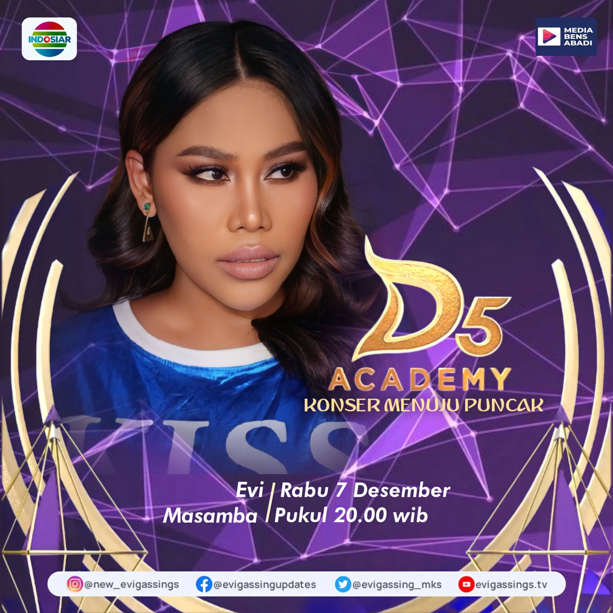Assalamualaikum evigassing dimanapun berada,
jangan lupa ya malam ini nonton penampilan <a href="/DA2_Evi/">EVI_MASAMBA_REAL</a> di KONSER MENUJU PUNCAK D'Academy 5 Pukul 20.00 wib LIVE di <a href="/Indosiar/">Indosiar</a>

#evimasamba #evigassingindonesia #DAcademy5