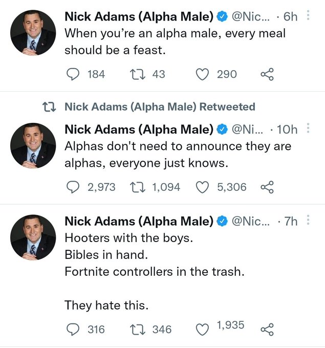 I'm not going to lie, when some of you guys talk about "alpha males" this is who you sound like. https://t