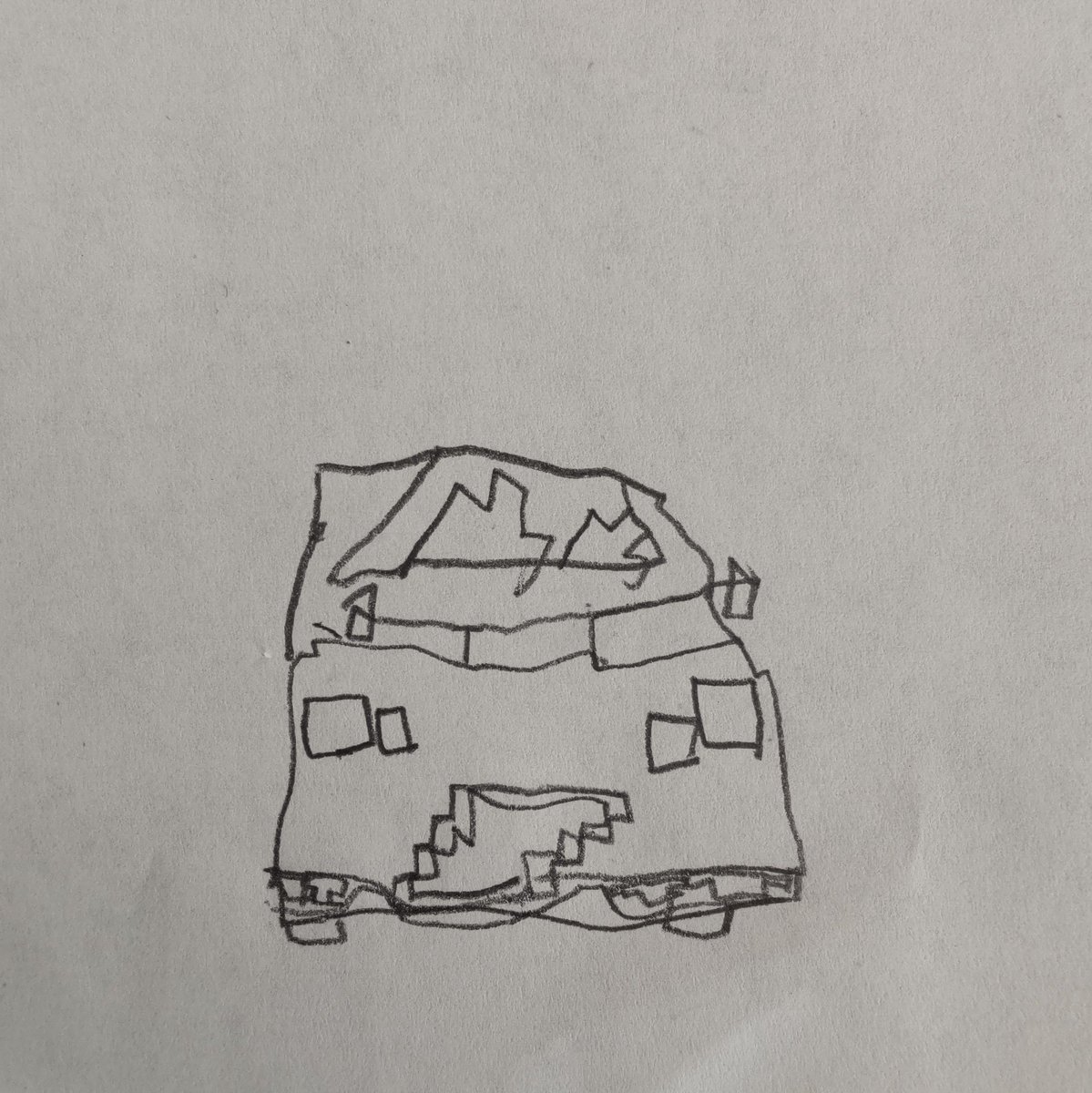 今朝ムスッコさんが描き置いた車がよい✍️
わざとカクカクさせたりして🚗 