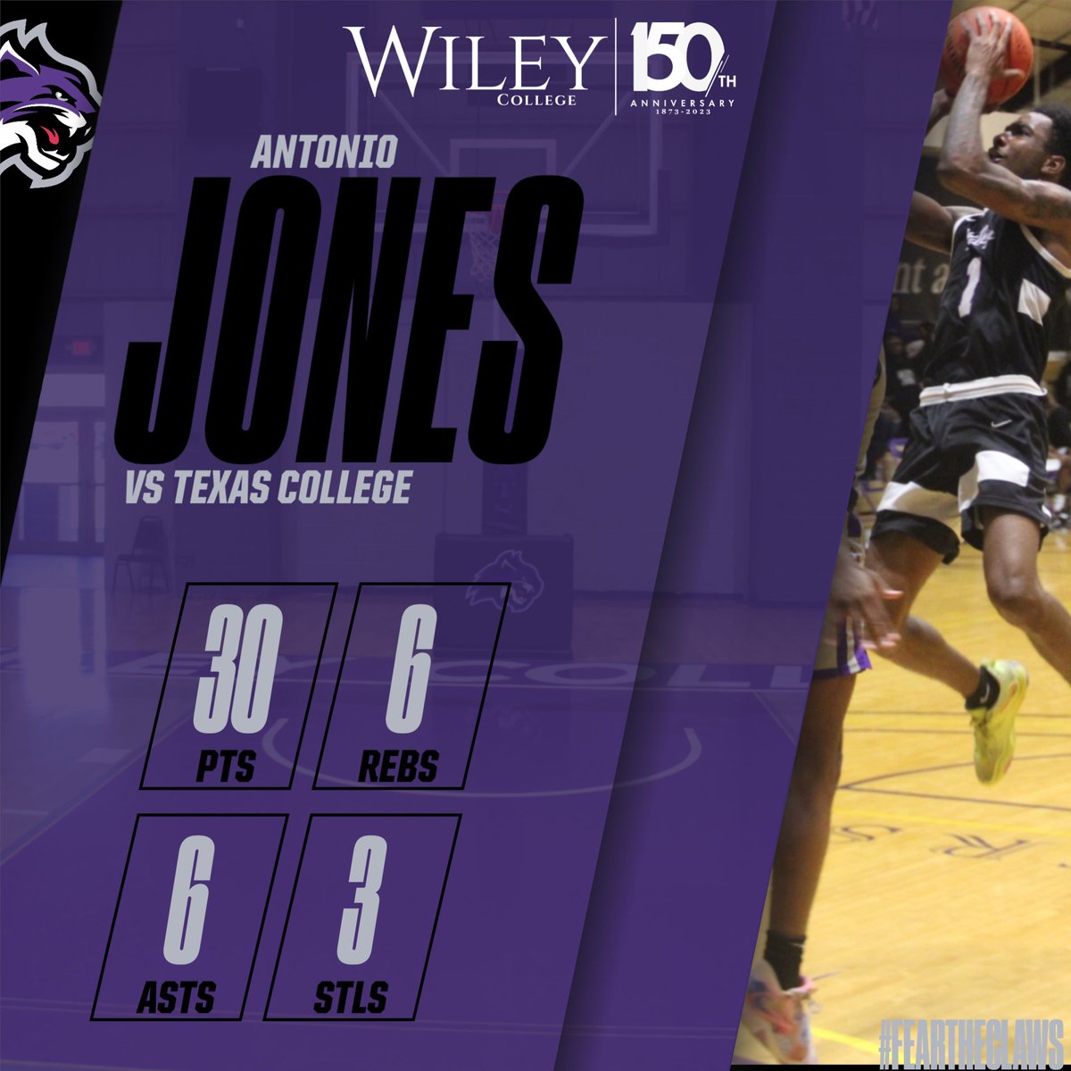WileyAthletics's tweet photo. Antonio Jones lit it up tonight. #FeartheClaws #NewEra #FortheW https://t.co/ug8bOEqZQ5