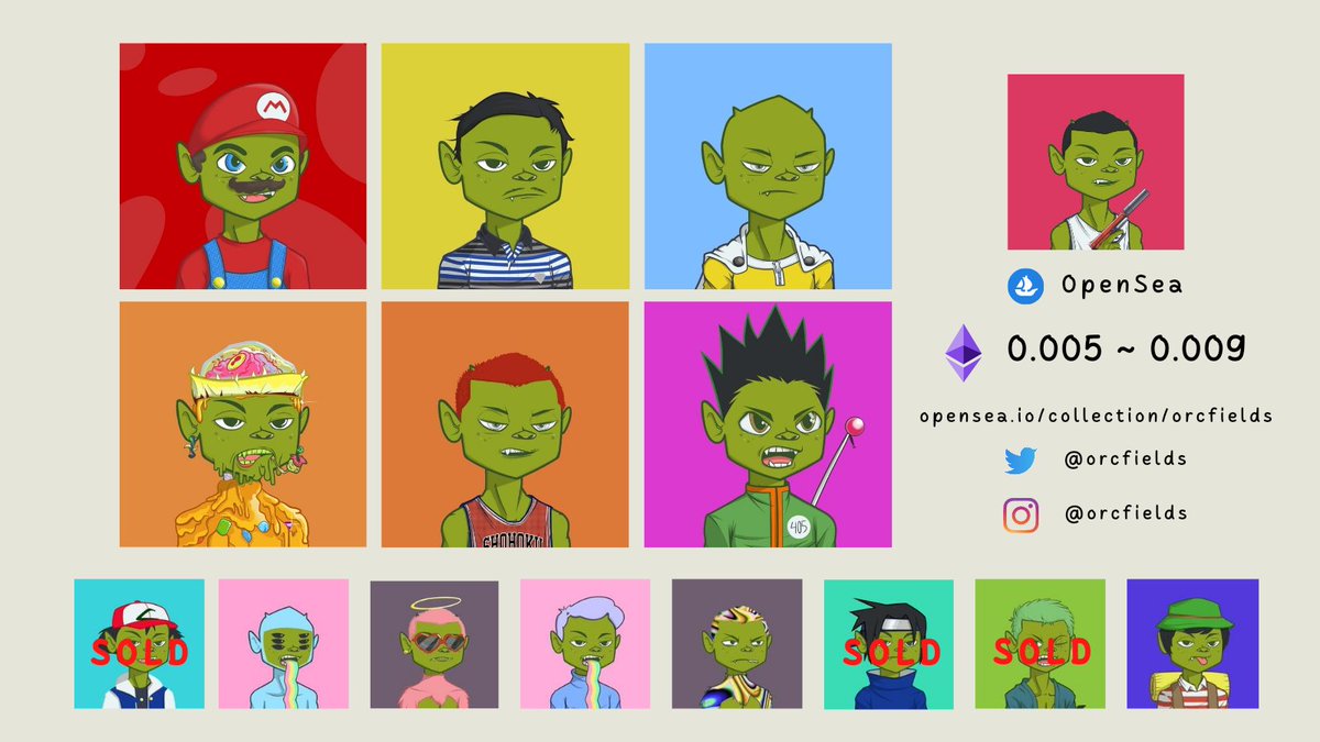 orcfields's tweet image. Hi #nftcollector check out my collection⬇️ 
opensea.io/collection/orc…

Floor price 0.005 $weth
Price started from 0.005~0.009 $weth

Let&apos;s support fam RT and like! i apperciate!
#nft #nftcommunity #nfts #nftcollector