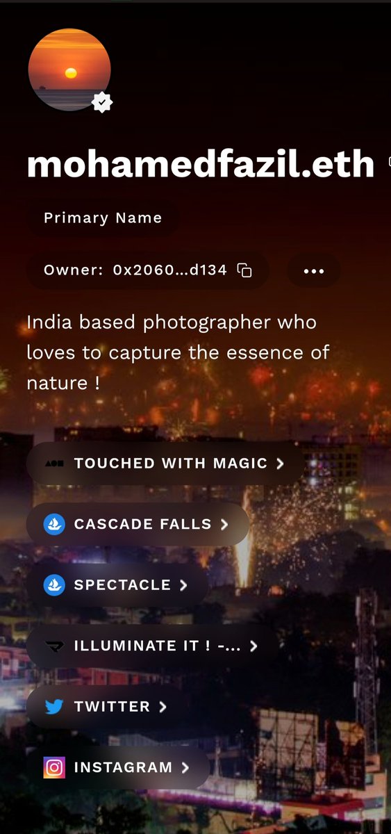 GOOD MORNING !

Finally got my ENS name 
⚡mohamedfazil.eth⚡

Thanks to <a href="/ethdotco/">Eth.co</a> for tempting me to get one 😄
I just love  the way my work is showcased, 💜😍 check out here 👇🏽
📌🔗
mohamedfazil.eth.co

#NFTCommunity 
#NFTCollections 
#ens_domains