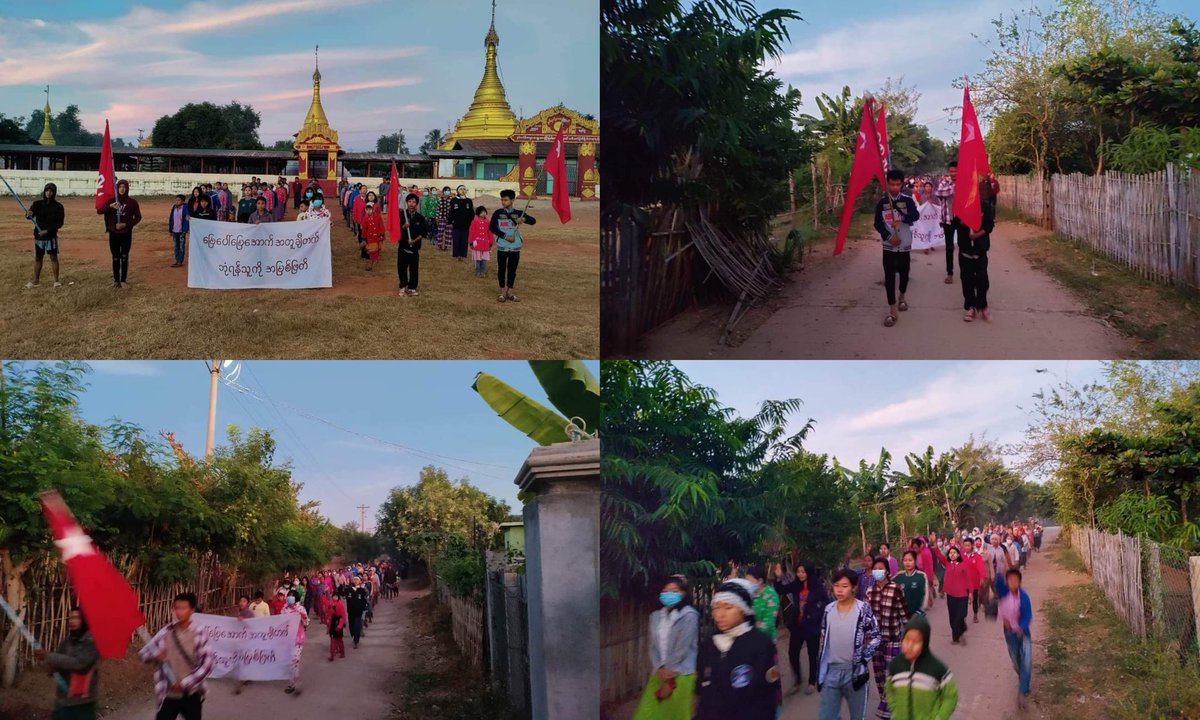 Anti-coup revolutionary strike in a village from Sagaing's Yinmabin township as a daily basis.

Photo: CJ

#2022Dec7Coup #WarCrimesOfJunta #StopExecutingOurStudents #WhatsHappeningInMyanmar