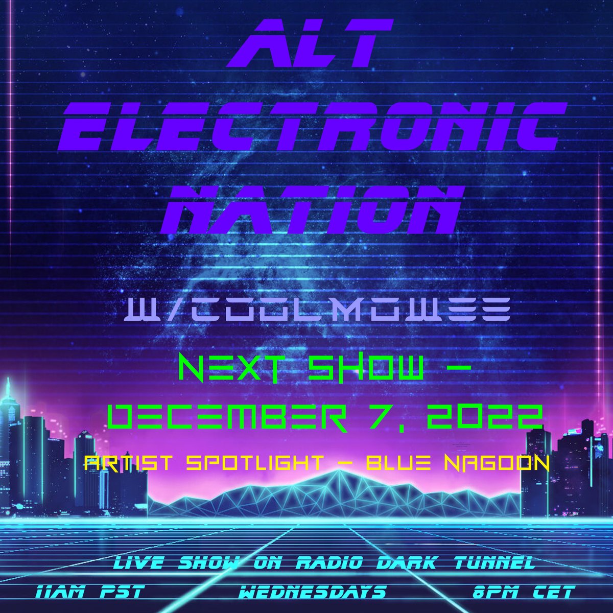 Coolmowee (@coolmowee) on Twitter photo ALT ELECTRONIC NATION and SYNTH ISLAND FESTIVAL23 present:
A new show Wed. DEC 7 @ 11amPST/8pmCET.
JOIN Chat here! tlk.io/coolmowee
w/Artist Spotlight 🔦⚡️on @BlueNagoon 🔦
<a href="/Tholos8/">Tholos</a>
<a href="/PulseLabinfo/"> .</a>
<a href="/wovesmusic/">Woves</a>
<a href="/starfarermusic/">Starfarer®</a> / @elevatethesky1
<a href="/Kiffie8/">kiffie.info</a>
& MORE: ALT ELECTRONIC NATION and SYNTH ISLAND FESTIVAL23 present:
A new show Wed. DEC 7 @ 11amPST/8pmCET.
JOIN Chat here! tlk.io/coolmowee
w/Artist Spotlight 🔦⚡️on @BlueNagoon 🔦
<a href="/Tholos8/">Tholos</a>
<a href="/PulseLabinfo/"> .</a>
<a href="/wovesmusic/">Woves</a>
<a href="/starfarermusic/">Starfarer®</a> / @elevatethesky1
<a href="/Kiffie8/">kiffie.info</a>
& MORE: