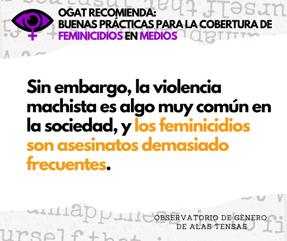 AlasTensas's tweet photo. Un #feminicidio nunca es una sorpresa. Los medios de prensa tienen que explicár por qué son asesinatos tan frecuentes y por qué no hay perfiles determinados de agresor o víctima.  #16días #YaEsYa​ #25N https://t.co/lgLm2qNCrg
