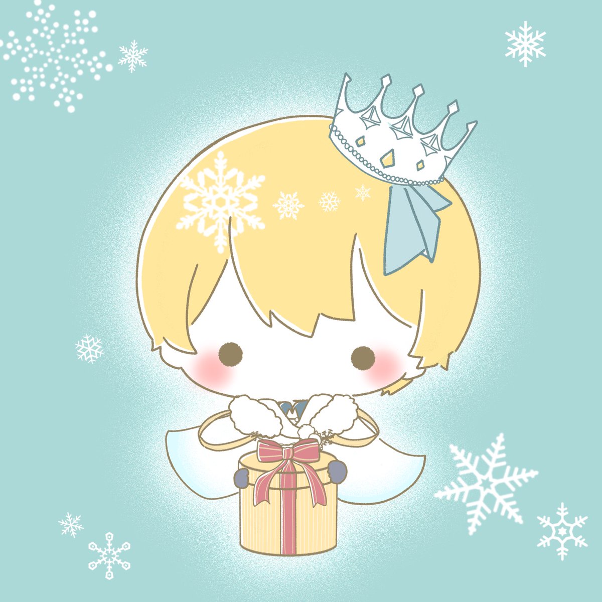 snowflakes crown gift blonde hair solo box chibi  illustration images