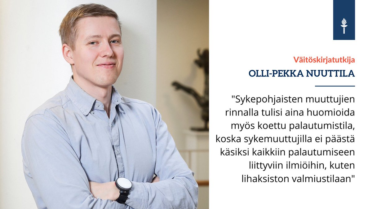 LitM <a href="/OPNuuttila/">Olli-Pekka Nuuttila</a> tutki väitöskirjassaan mm. erilaisten kestävyysharjoitusten ja kestävyysharjoitusjaksojen vaikutuksia palautumiseen ja suorituskykyyn kuntoliikkujilla. Väitöstilaisuus la 10.12. klo 12 Päärakennuksen C4-salissa. #JYUnique Lue lisää ➡️ r.jyu.fi/EK5