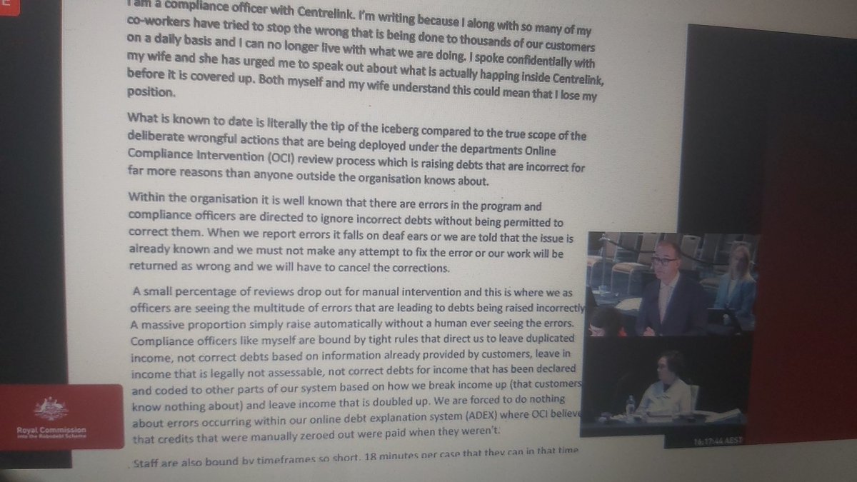ChrisCourtney4's tweet photo. Shocking claims made by @Centrelink Whistleblower who knew that HARM was impacted on 1000's Australians

Kathryn Campbell agrees that the system was set up was ILLEGAL and @ScottMorrisonMP proceeded with it.

This is heartbreaking for the families of those who took their lives! https://t.co/LwaC2u1Vns