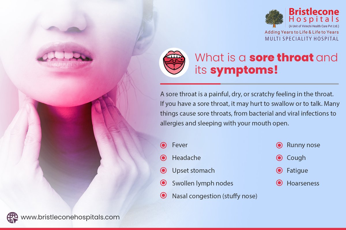 BHayathnagar's tweet photo. Sore Throat and its Symptoms!

#throat #throatpain #throatinfection #sorethroat #infection #viralinfection #bacterialinfection #fever #headace #stomachupset #nasalcongestion #flu #cough #health #cold #immunesystem #fatigue #sorethroatremedy #healthandwellness #fever #healthcare https://t.co/MKVmkmAKVm