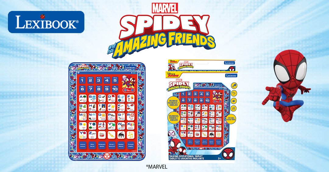 LexibookCom's tweet image. Lexibook élargit sa gamme éducative et dévoile sa nouvelle tablette interactive bilingue (Français/Anglais) Spidey et ses amis extraordinaires !

Plus d’info dans notre newsletter bit.ly/3VT6TUc et sur lexibook.com.

#Lexibook #musique #spidey #abécédaire