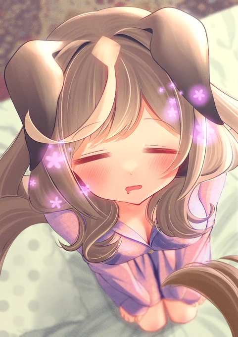"「安心したら眠くなってきました…一緒に寝ちゃいませんか?」"撫でられ待ちカネタンホイザ(撫でられ表情差分)#ウマ娘#マチカネタンホイザ 