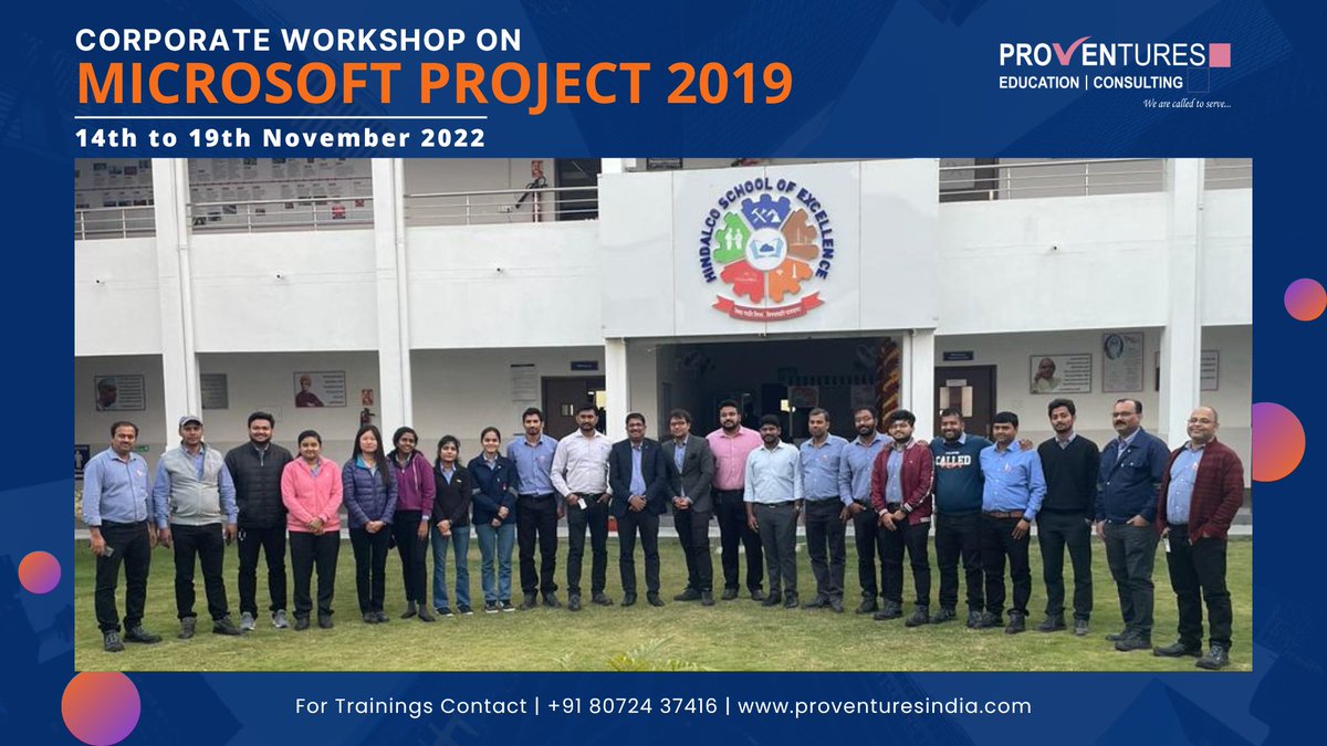 provenindia's tweet photo. Successful completion of MSP Corporate Workshop which was held from 14th November to 19th November 2022 at Proventures.
To be a part of upcoming workshops
Visit our website:https://t.co/S0SSajNSVT or
Call 8072437416
#proventures #proventuresindia #microsoftproject2019 https://t.co/xAsl0tNyrz