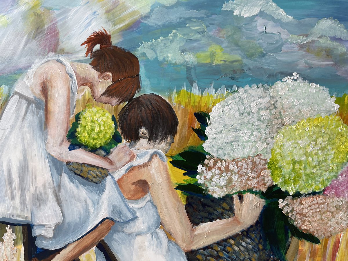 anna_squigal's tweet photo. #squigalwithme #Hydrangea #painting  continued theme of siblings but added some florals… might attempt a full series like this https://t.co/TeQZItPV8X