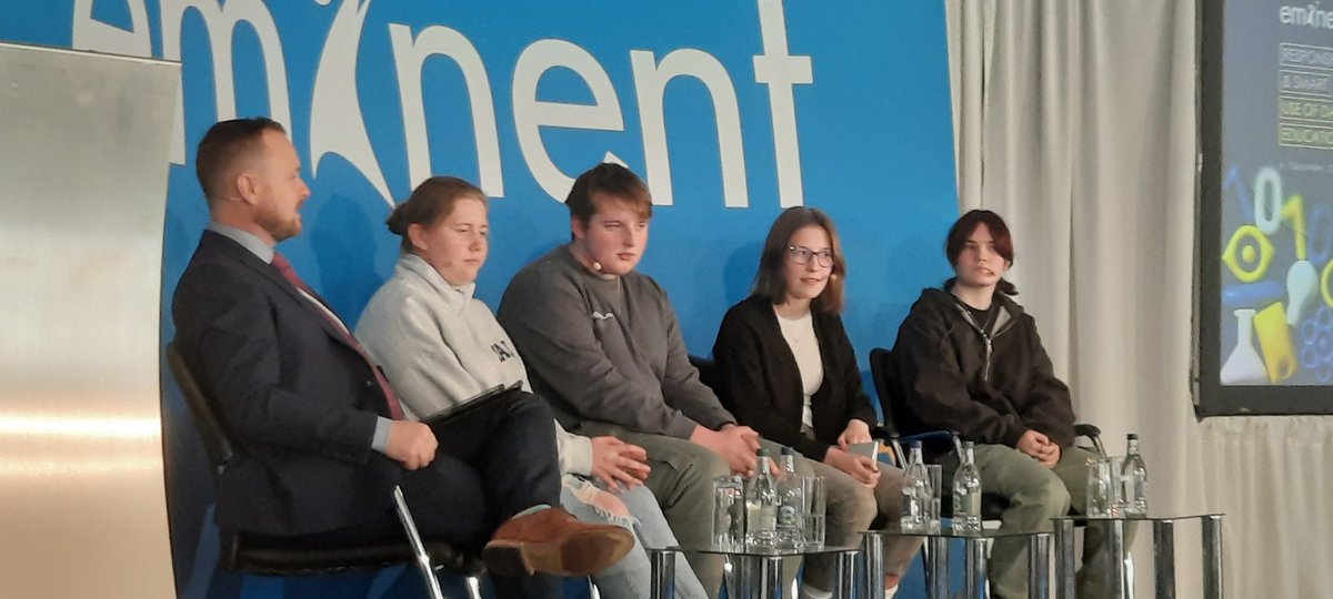 DecraemerJan's tweet photo. Students panel at #EMINENT22 "Schools collect a lot of data on us but we don't have a choice to opt out nor a voice in what schools are doing with those #data." @eu_schoolnet #EMINENT2022 #studentsviews https://t.co/6A9VWF5Z7M