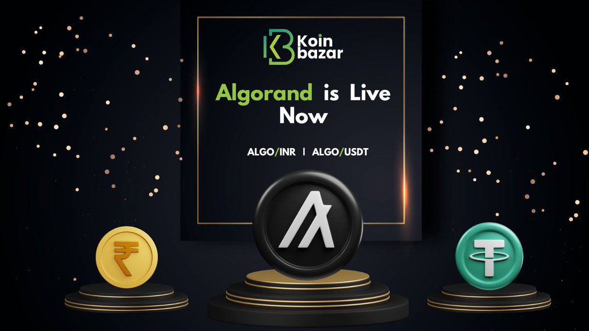 We are delighted to let you all know that Algorand (ALGO) (<a href="/Algorand/">Algorand Technologies</a>) is now listed on Koinbazar.

Buy, sell, &amp; trade ALGO in the INR, USDT markets of Koinbazar.

ALGO/INR  👉 koinbazar.com/trade/ALGO_INR

ALGO/USDT  👉 koinbazar.com/trade/ALGO_USDT

#Algorand #Algo #Crypto嫩妹会所