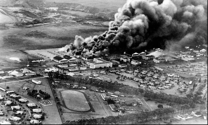 Do you remember?
December 7, 1941
Wheeler Army Air Field located at Schofield Barracks, Wahiawa, Honolulu, Hawaii was the primary fighter base in the Hawaiian Islands. As such, it was a high priority target for attacking forces. Japanese Photo.