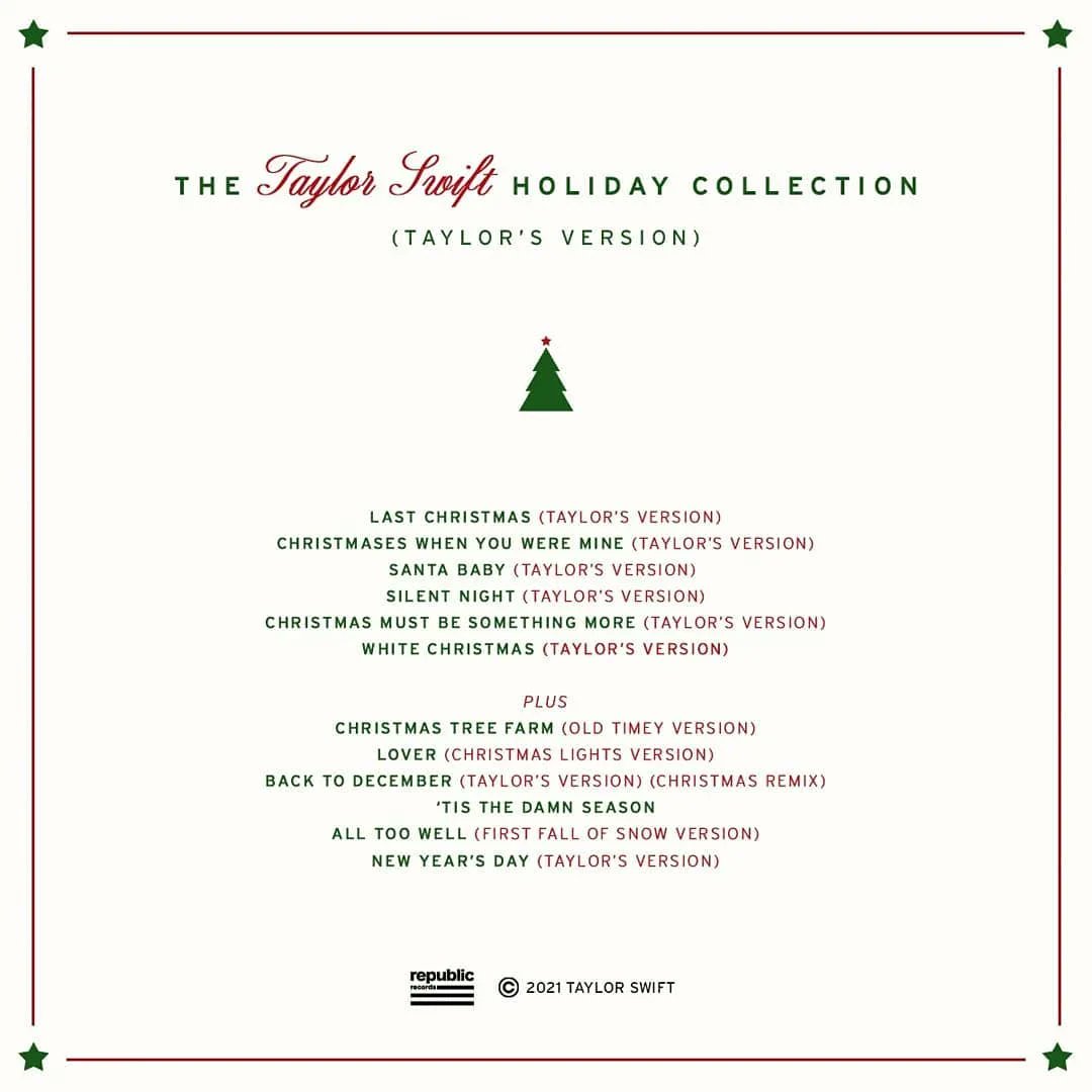 romaricharlz13's tweet photo. I have a big feeling that @taylorswift13 will announce that she will be releasing the Holiday Collection (Taylor's Version) on her birthday, as a Christmas gift to the fans. https://t.co/Rv3V0nfzSM