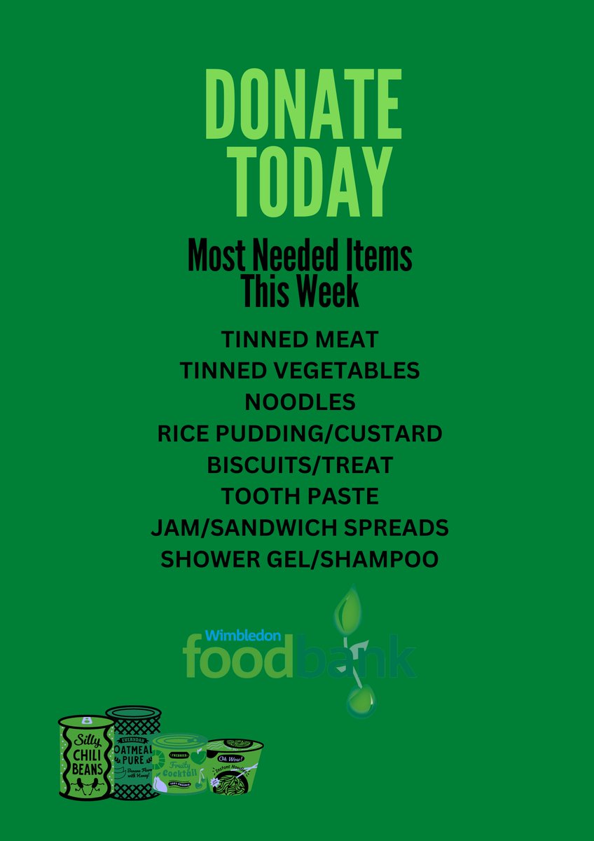 MOST NEEDED ITEMS THIS WEEK 💛💚
We are running low on the following items

Our foodbank relies on your goodwill and support. 
As the cost of living continues to rise, many local families need our emergency support. 

Click link below on ways to help
shorturl.at/fjm03