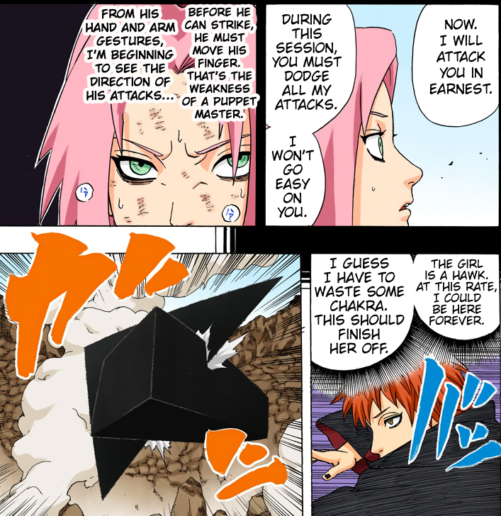 _MichaelMadlock's tweet photo. To be honest that memorization feat Sakura used in the Sasuke Retsuden chapter is lowkey lightweight for her; during the Sasori fight she memorized his finger movements and could tell what his puppets/iron sand would do next... in the middle of battle. https://t.co/7bvFPTZnom