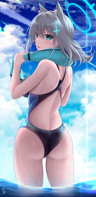 水着シロコでした。来年はもっと趣味絵描きたい。 #今年も残りわずかなので今年一番伸びた絵を貼る 