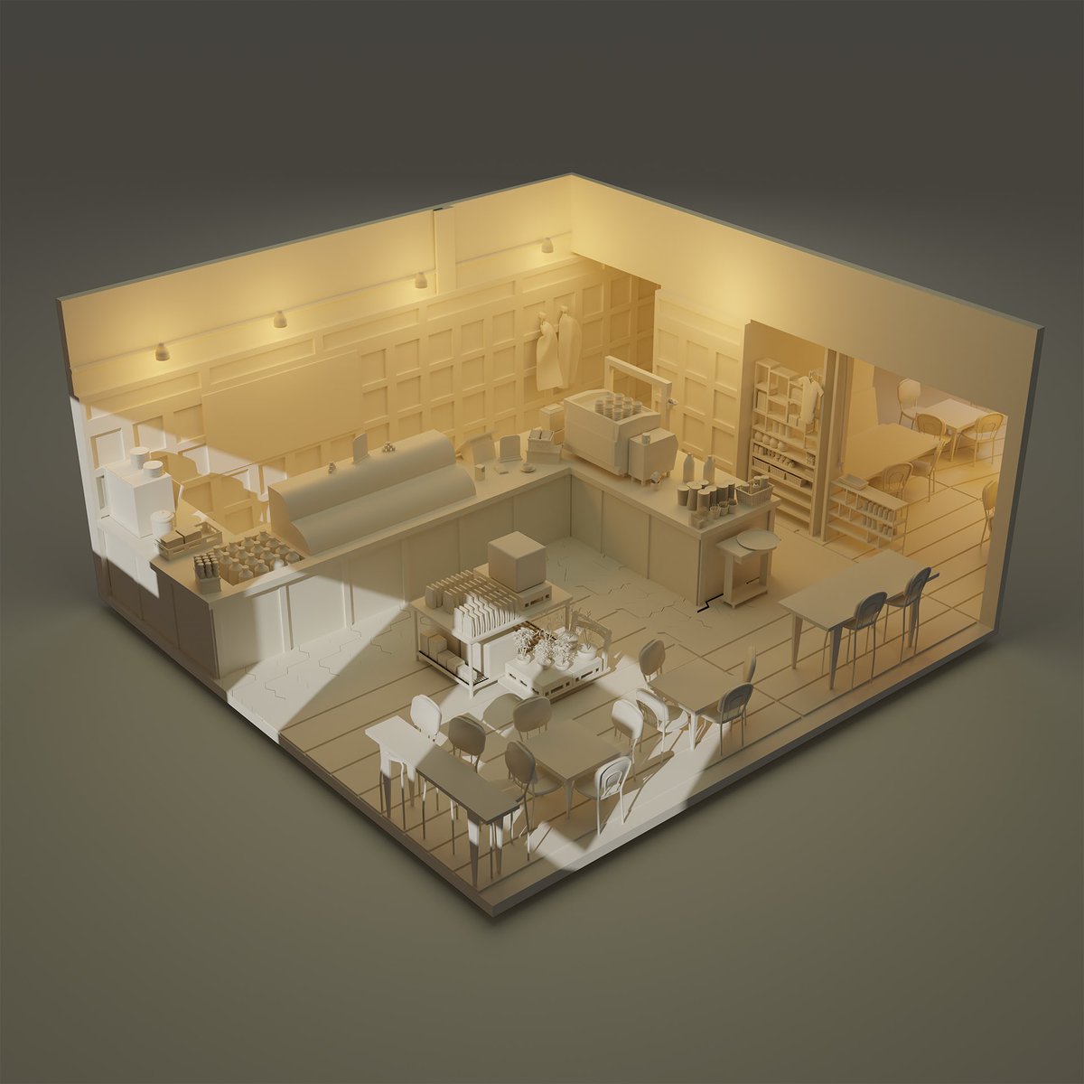 This week’s #Blender3d practice project inspired by my local <a href="/200Degs/">200 Degrees Coffee</a>