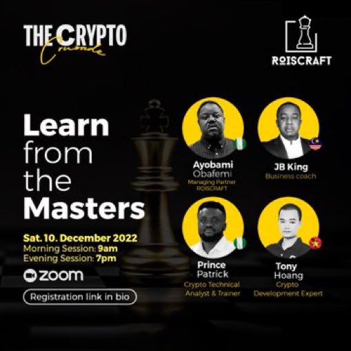 njamasi_'s tweet image. Learn how to trade crypto without always losing money. I will be joining the free webinar &apos;The Crypto Crusade&apos; on the 10th of December.

#LearnFromTheMasters