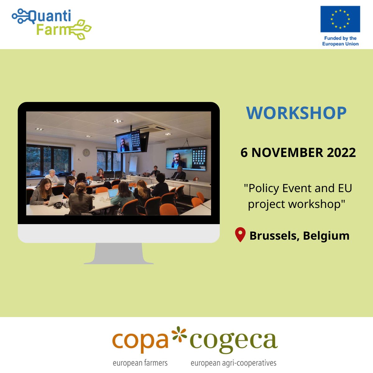 QuantiFarm (@quantifarm) on Twitter photo 💡<a href="/COPACOGECA/">COPA-COGECA</a> Policy Event and EU project workshop, was completed yesterday in a great atmosphere! @QuantiFarm was there, with our project coordinator Nikolaos Marianos’ presentation about #digitaltechnology solutions in #agriculture, bringing new insights to all participants! 💡<a href="/COPACOGECA/">COPA-COGECA</a> Policy Event and EU project workshop, was completed yesterday in a great atmosphere! @QuantiFarm was there, with our project coordinator Nikolaos Marianos’ presentation about #digitaltechnology solutions in #agriculture, bringing new insights to all participants!