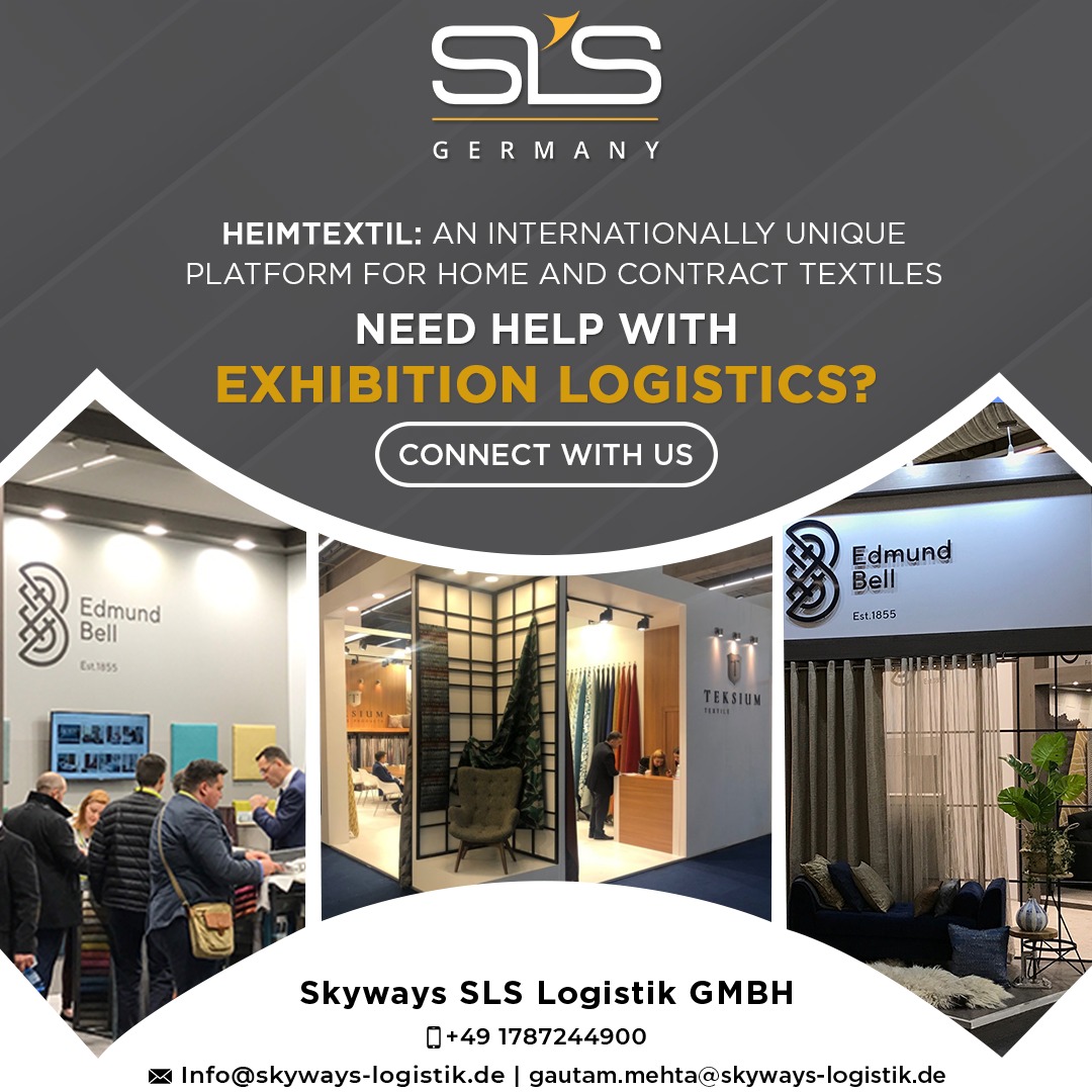Skyways SLS Logistik GMBH is an exhibition logistics expert, offering tailored solutions to suit the specific needs of its customers.

#Skywaysgermany #Slsgermany #LogisticsServices #germanylogistics #airfreight #exhibitionlogistics #heimtextil2023 #exhibitioncargo