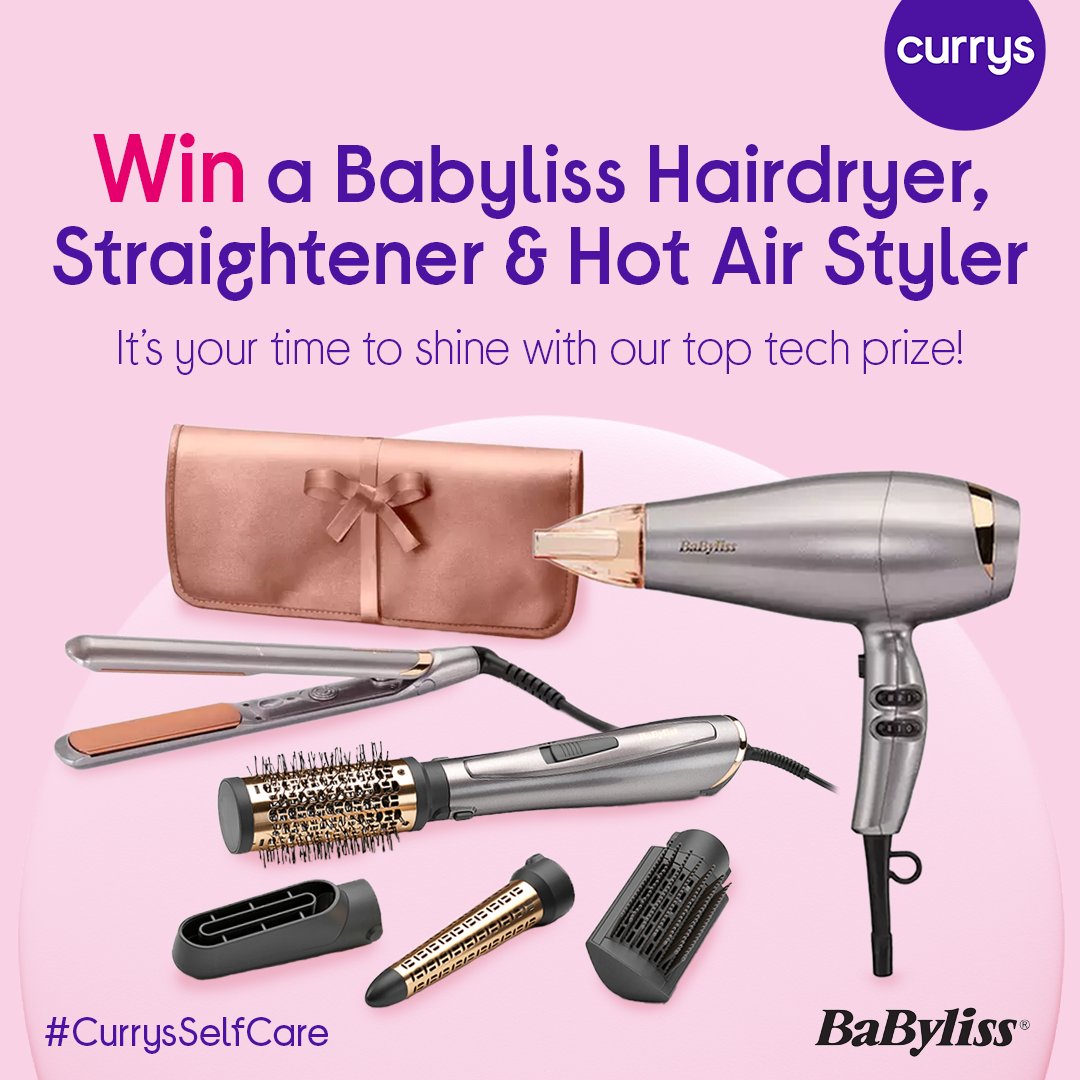 *GIVEAWAY TIME*

This week, come back daily for the chance to win BIG from the best health &amp; beauty brands around! 🤩💅  

Day 1: To get your hands on this incredible Babyliss haircare bundle - like this post, follow @Currys &amp; comment below #CurrysSelfCare 👇
