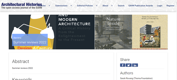 eahn_journal's tweet photo. The full text of “Summer Reviews 2022” by Sarah Rovang, Claire Zimmerman, Kristan Hanson and Sahar Hosseini @saharehosseini is available in open-access, thanks to the support of @eahn_org and @openlibhums

https://t.co/ZSdptMvOrE https://t.co/Hzgb6xKSgf