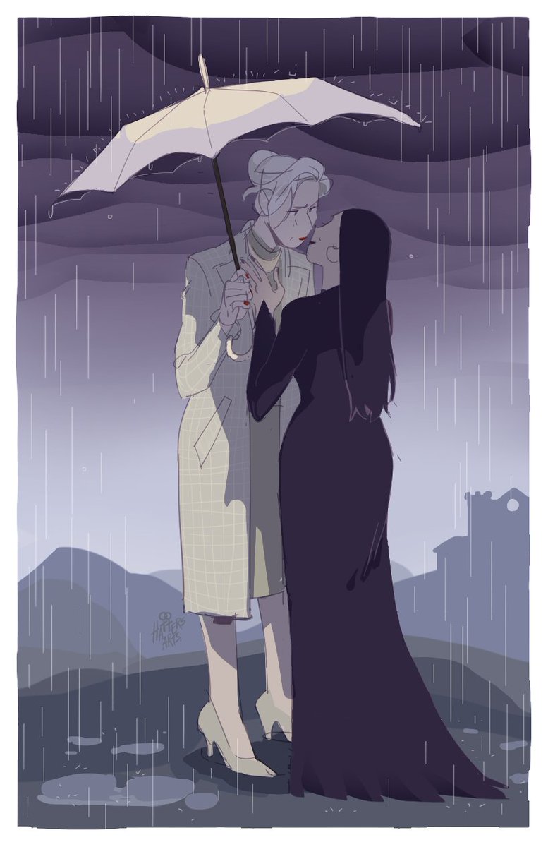 "your mother and i shared a dorm" schoolmate reunion.

(larissa weems/morticia addams)