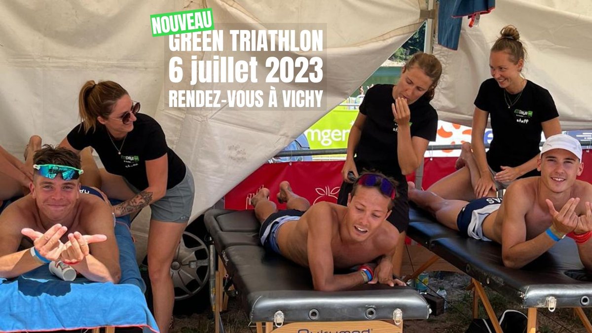 Il y a du nouveau chez les FITDAYS MGEN 😍

Découvrez notre 1ER GREEN TRIATHLON  XS à VICHY le jeudi 6 juillet 2023 !

Faites le spectacle comme les élites 💪🏼
Relevez le défi et tentez d'enchainer :
280 m 🏊🏼‍♂️ + 7,6 kms 🚴🏼 + 1,9 kms 🏃🏿‍♀️ en moins de 27 minutes ! ⏱