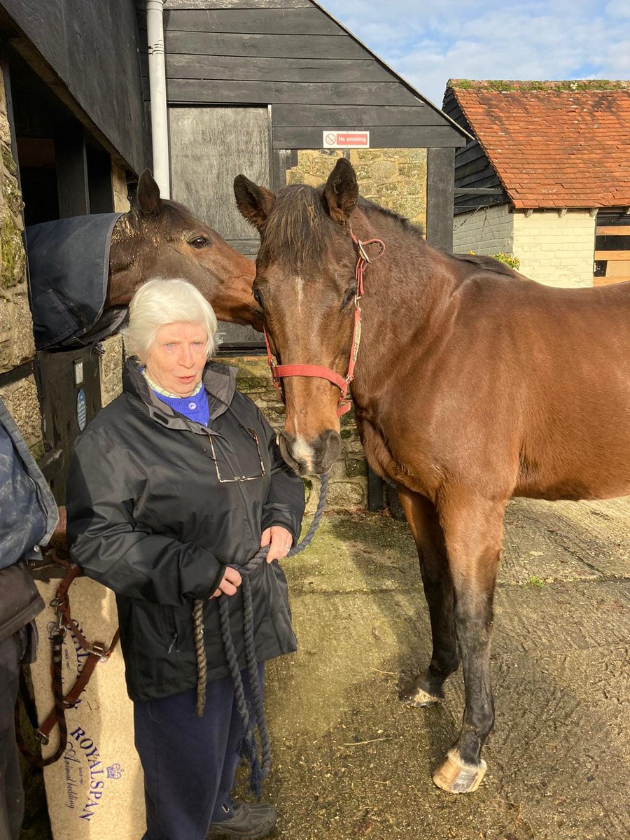 racehorsesanct's tweet photo. Last Thursday we were delighted to welcome Sheila and Louise all the way from Tunbridge Wells! They sponsor  Sir Cozzie and Snowdrop, and as always its a pleasure to see them both. The horses just love being made a fuss of (and the mints 😂) https://t.co/RaVUk7d6MS