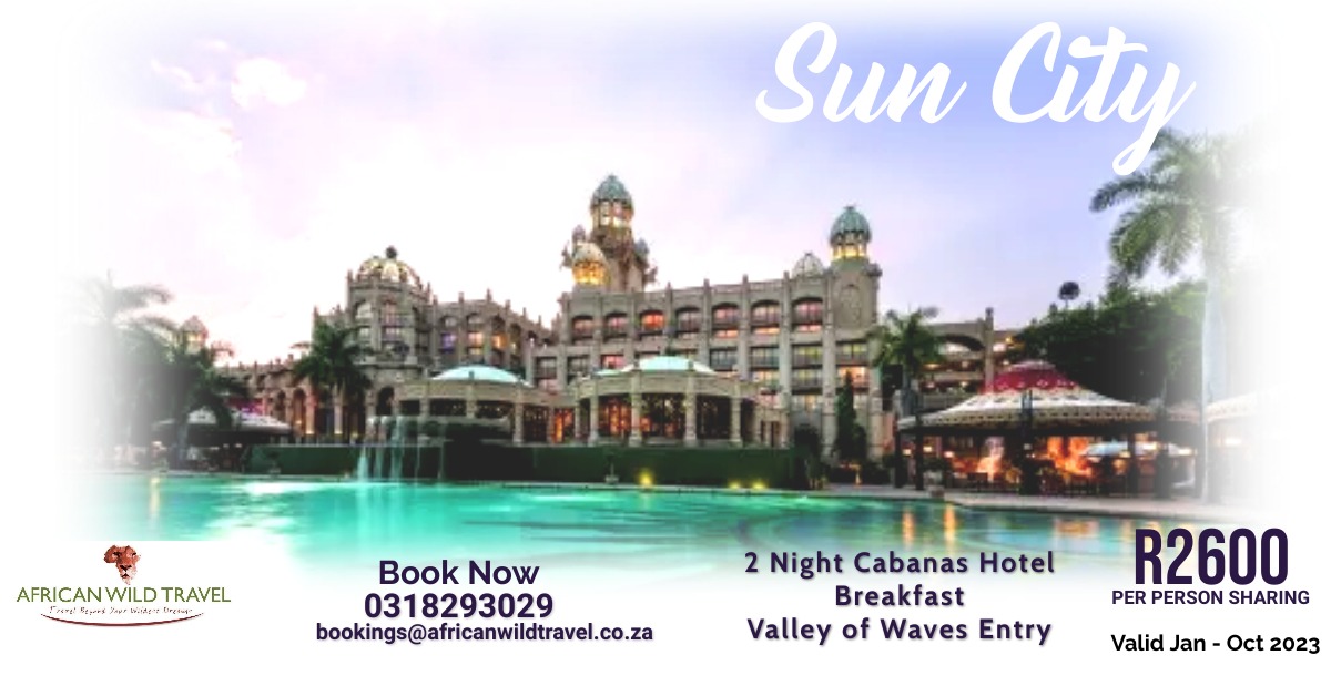 Africanwt's tweet photo. Book your 2023 Sun City vacation with us....
📞031 829 3029 
📨Bookings@africanwildtravel.co.za https://t.co/OPyxeaaj6D