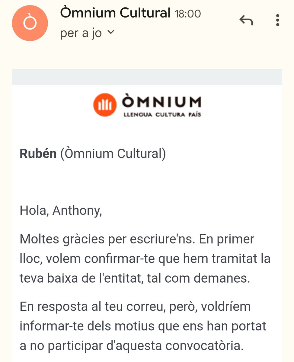 acorey_cat's tweet photo. Fins ahir era soci d'@omnium cultural. He decidit donar-me de baixa definitivament per la criminalització gratuïta del seu president @XavierAntich contra l'ANC. OBRO FIL: 👇🏾👇🏾👇🏾 (1) https://t.co/XSXggrI3wM