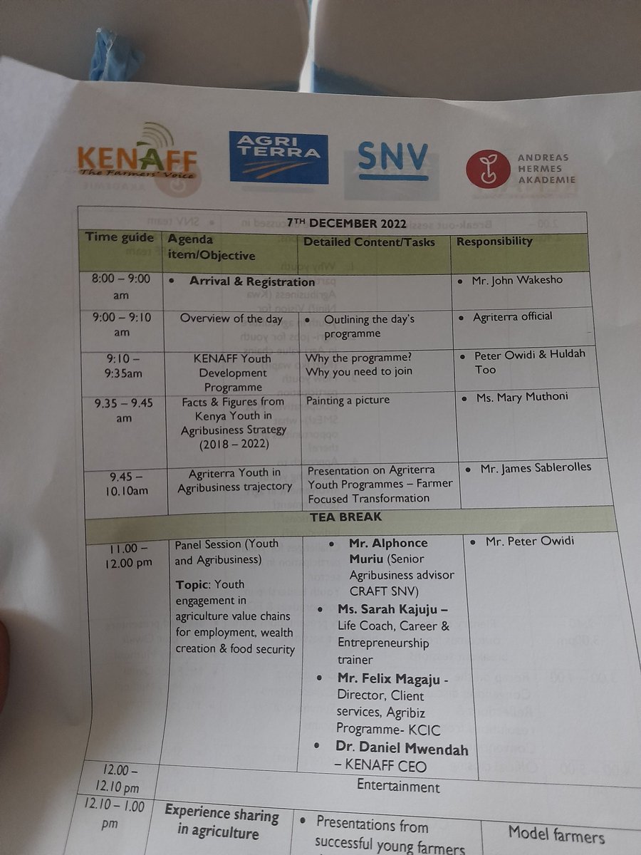 Currently attending day 3 of National Youth  in Agriculture Conference at <a href="/kenaff_farmers/">Kenya National Farmers' Federation (KENAFF)</a>  headquarters in Thogoto ,Kikuyu .
Farming is our business 
Equipping the youth is one of the methodologies.