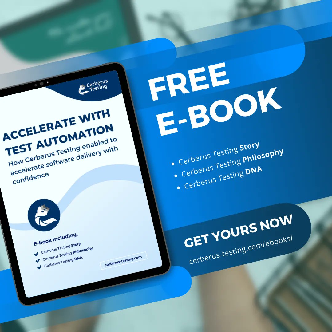 Curious about how to accelerate with test automation? We have built a dedicated ebook you can now grab for FREE 🎉 We cover Cerberus Testing story, DNA, key principles and features. Download your free copy today ➡️buff.ly/3Fl7SHe

#softwareqa #testautomation #opensource