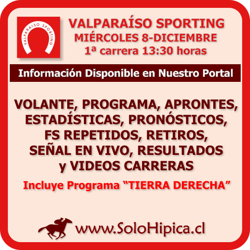 solohipica's tweet photo. VALPARAÍSO SPORTING (Miércoles 7-Diciembre, 13:30 horas) Disponibles Programa PDF Tierra Derecha, Actuaciones FS Repetidos y Pronósticos https://t.co/KY6U2IUCVo #solohipica #ValparaísoSporting #ProgramaPDFTierraDerecha #FSRepetidos #Pronósticos #Hípica #CarrerasDeCaballos #Turf https://t.co/4SE2Cos895