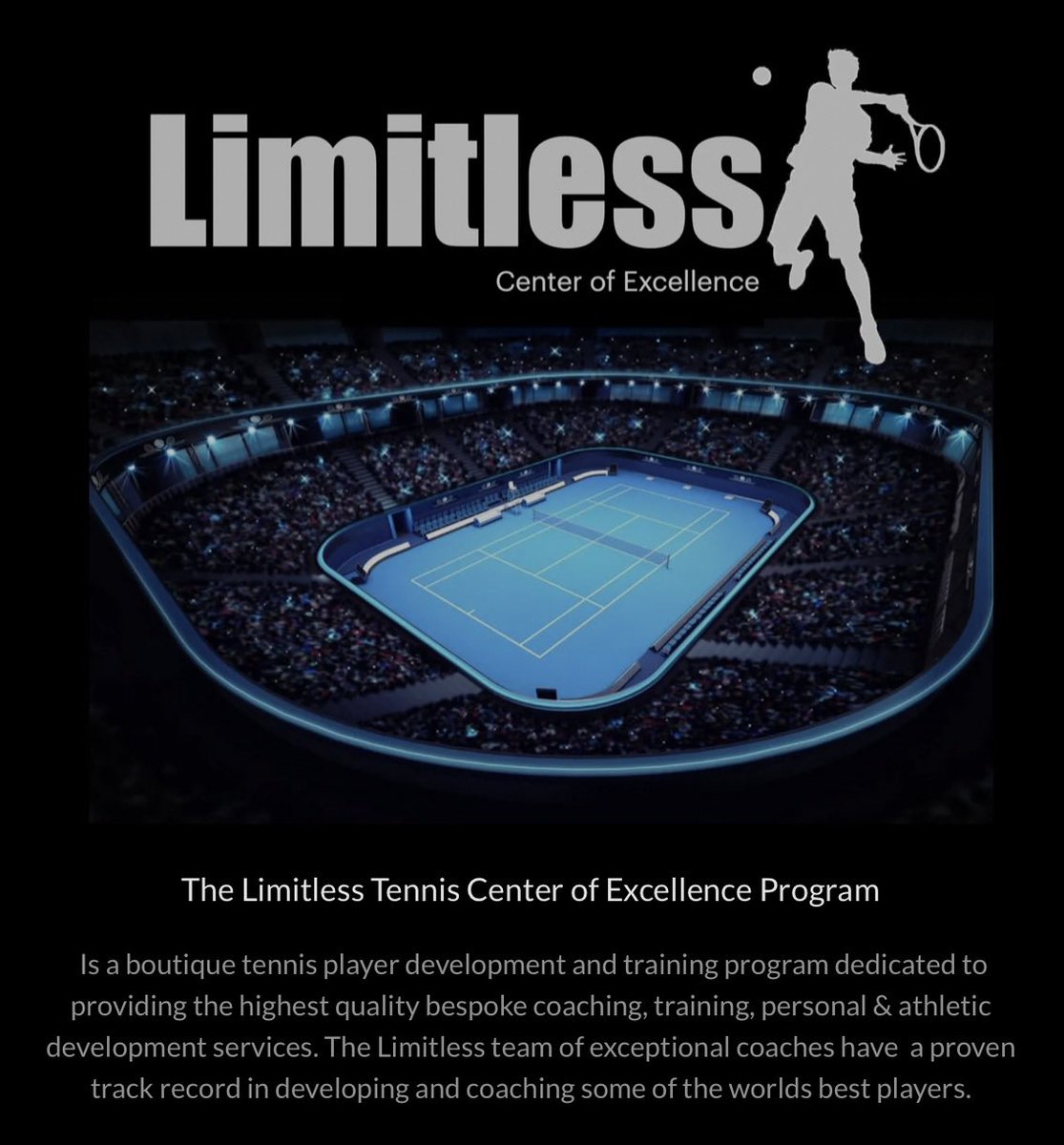 Pleased to Announce &amp; be a part of this Center of Excellence focused on developing future champions. Limitlesstennisce.com