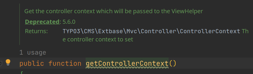 infabo's tweet photo. @phpstorm Where does Code Vision gather data from? It renders "Deprecated: 5.6.0" but in the original comment there is no such thing. Where can I report? https://t.co/6cmebAA1KT