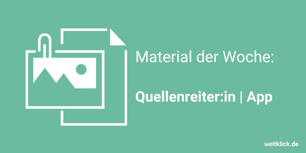 Das #weitklick MATERIAL DER WOCHE: Die App "Quellenreiter:in" kann Jugendlichen spielerisch dabei helfen, "Fake News" von "Real News" zu unterscheiden.
Alles zur App: ➡️📱 quellenreiter.app
Mehr Materialien für den Unterricht: ➡️ weitklick.de/materialien
#TwLz #Medienbildung
