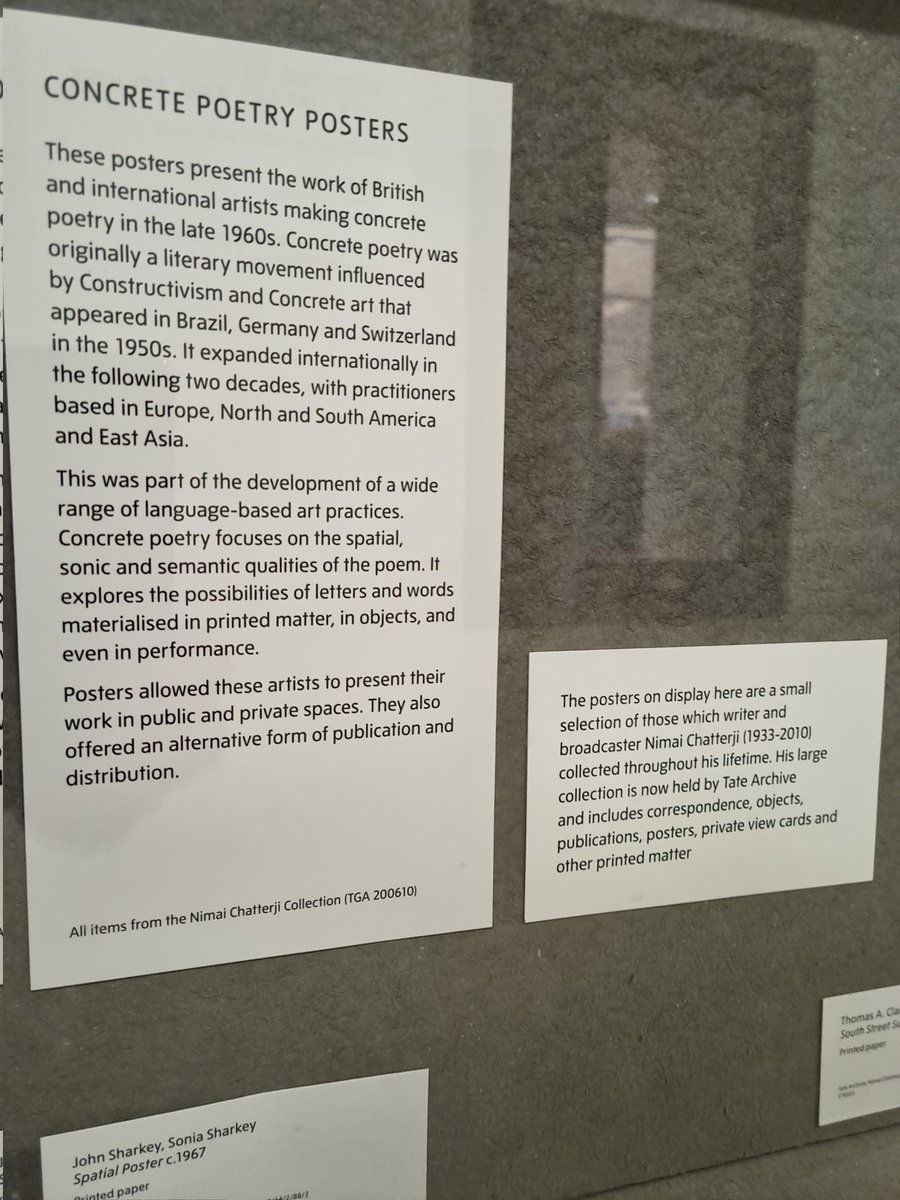 We have a new @Tate Library and Archive collection display of (mostly British, mostly 1960s) Concrete poetry posters! Huge thanks to Archive Curator Peter Eaves for working with me on this display.