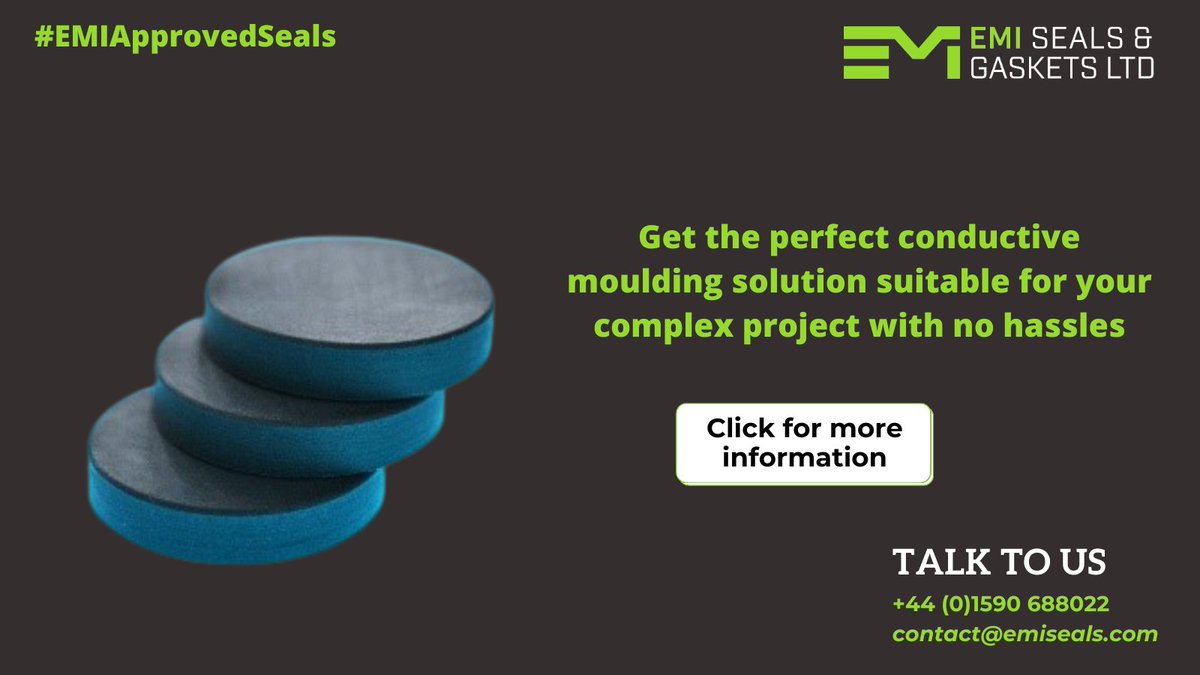 EMISealsGaskets's tweet photo. We have a wide range of base compound materials and conductive fillers to ensure the optimum #conductivemoulding.
Grades available include some unique compounds for very specialist applications with properties like #UL94V0, #DefStan, and #MilSpec. 🌐https://t.co/h0IOMpnxDe https://t.co/kxuuUi8Lzv