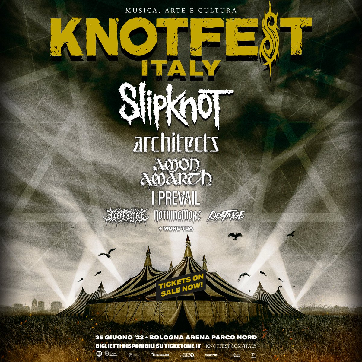Biglietti in vendita ora!
Link -> ticketone.it/artist/knotfes… 

#knotfest #knotfestitaly #slipknot #festival #heavymetal #metalconcerts