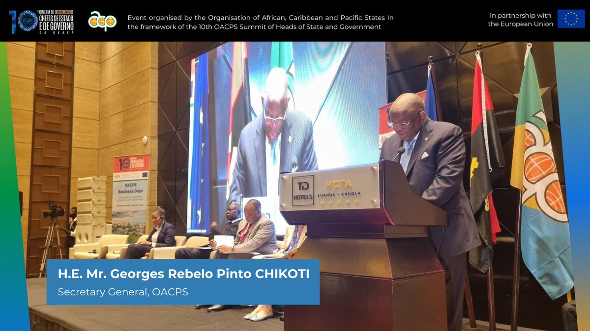 🔴Live from Luanda, Angola 🇦🇴

H.E. Mr. Georges Rebelo Pinto CHIKOTI (<a href="/ChikotiGeorges/">Georges Chikoti</a>), Secretary General, 
OACPS opening the #OACPSBusinessDays
