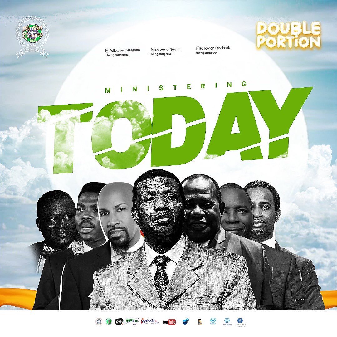 PastorEAAdeboye's tweet photo. Welcome to day 3 of the 2022 RCCG Holy Ghost Congress. Today we proceed with the “Healing Virtues”.  God’s servants are ready to dish out what God has invested in them for us, dont miss it!

Day 3
#HGC2022
#DoublePortion https://t.co/KL8pi0C8lp
