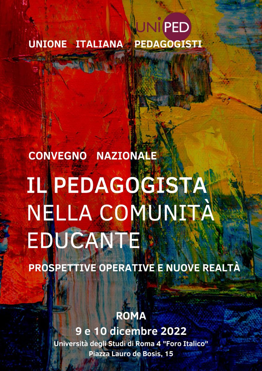 vannaio's tweet photo. Il 9 e 10 dicembre si svolgerà a Roma il convegno nazionale “il pedagogista nella comunità educante” organizzato da #UNIPED. Interverrò la prima giornata dei lavori per parlare del pedagogista come tessitore di contesti territoriali. #pedagogisti https://t.co/6nWMB34ali